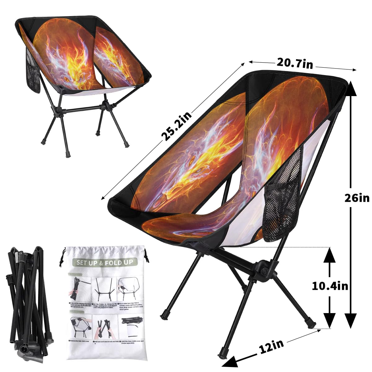 Amazon.com: Dragon Fire Camping Chairs for Adults Ultralight
